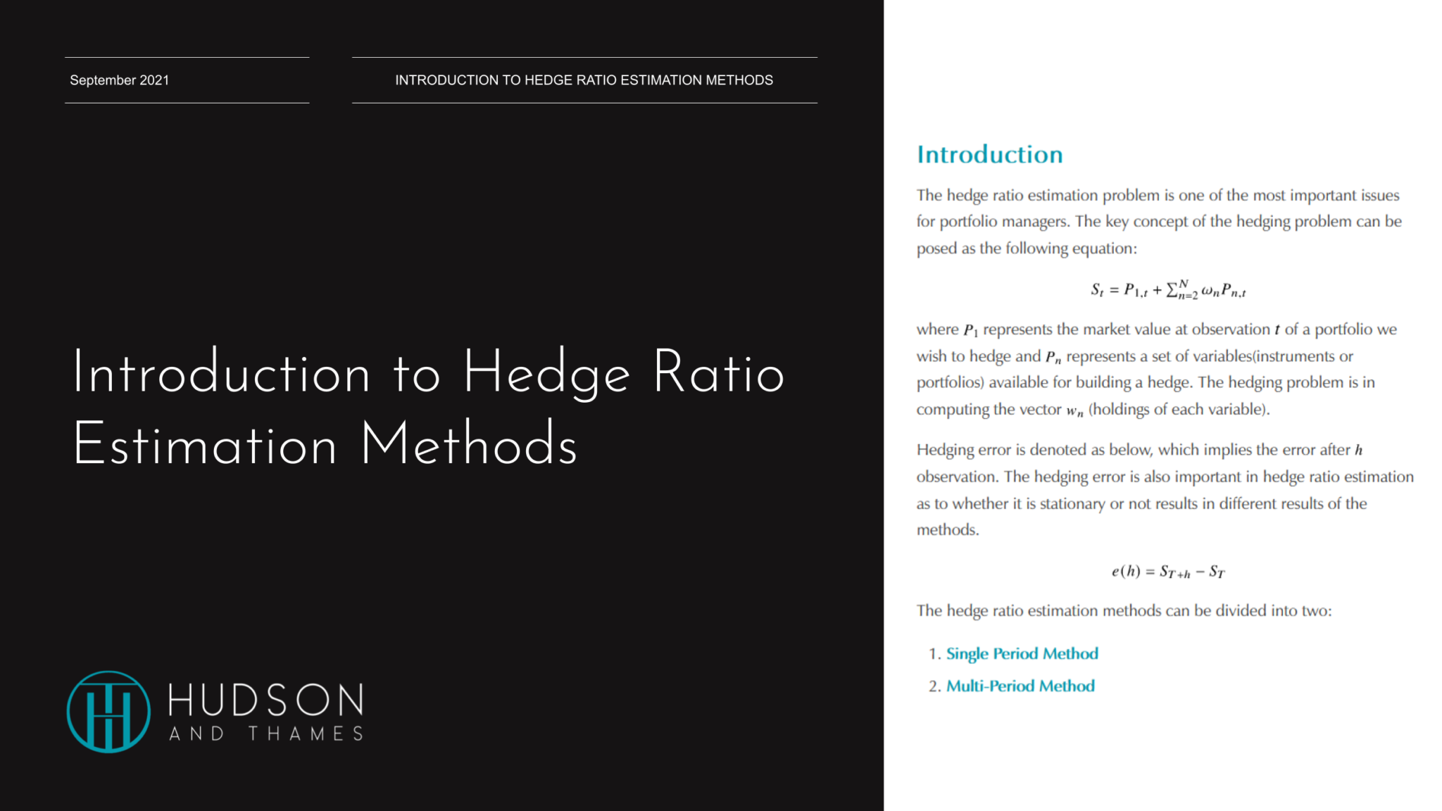 Introduction to Hedge Ratio Estimation Methods - Hudson & Thames